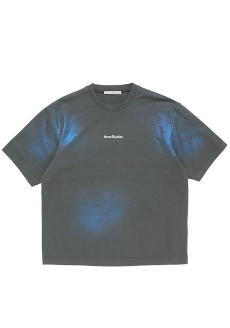 t-shirt logo unisex khaki e blu ACNE STUDIOS | CL0348DM1